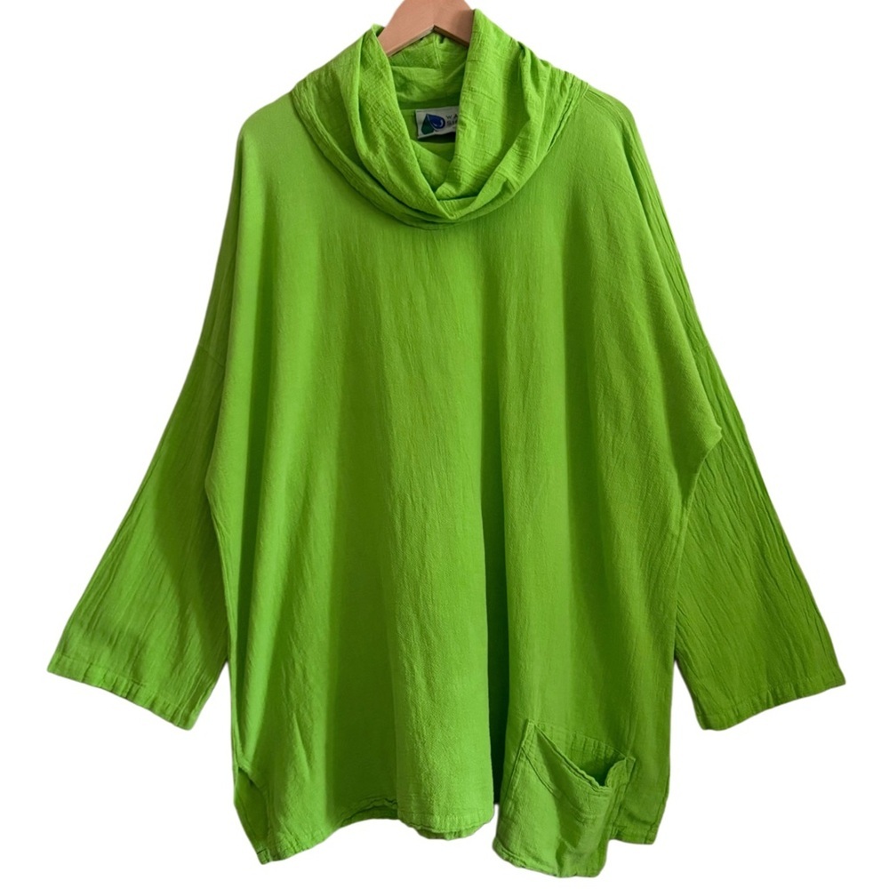 WATER SISTER DRY GOODS Boho Lagenlook Minimalist Oversized Cotton Gauze Tunic OS
